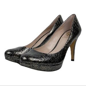Vince Camuto Zella Metallic Snakeskin Platform Pumps Size 6.5